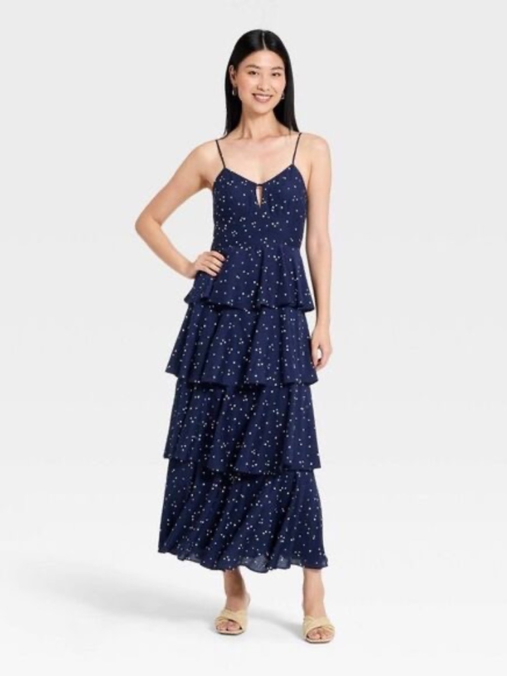 A New Day Navy Blue Tiered Ruffle Maxi Dress